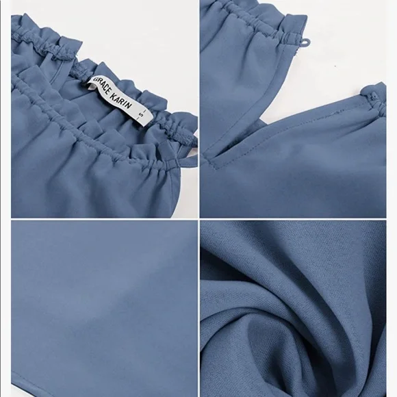 Like New Powder/Dusty Blue Casual Summer Dress - Picture 5 of 9